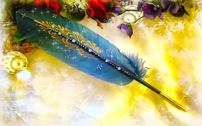 Decorated feather with gems
