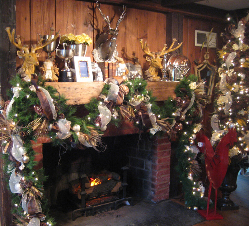 Decorated Fireplace Mantel — Green