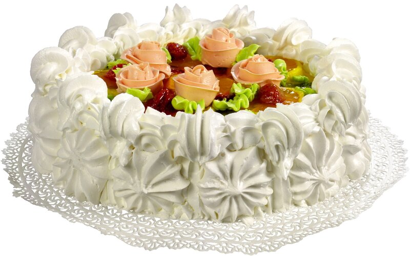 Decorated Fruit Cake — White, Festive