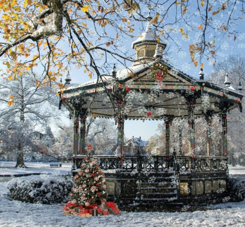 Decorated Gazebo in Snow