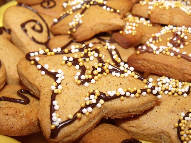 Decorated Gingerbread Cookies — Brown, Festive, Photograph