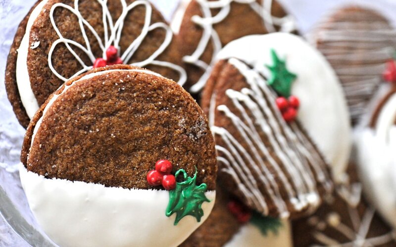 Decorated Gingerbread Cookies — Brown, Festive, Winter, Photograph, Holly