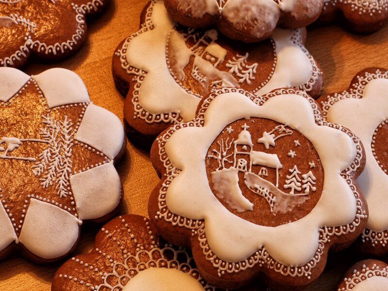 Decorated Gingerbread Cookies — Brown, Festive, Winter, Photograph, Icing