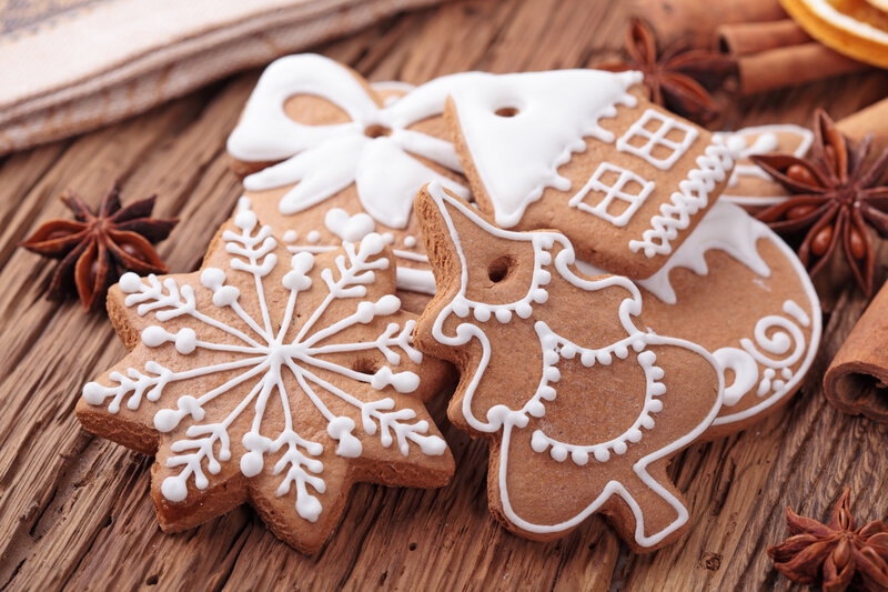Decorated Gingerbread Cookies — Brown, Festive, Winter, Photograph, Star Anise