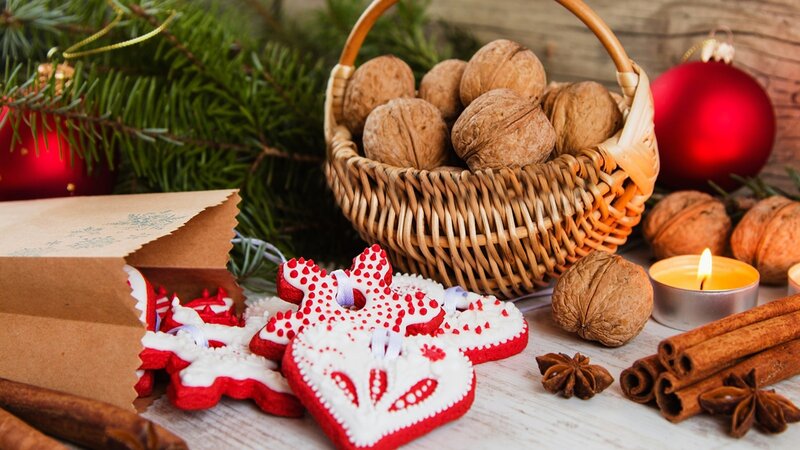 Decorated Gingerbread Cookies — Red, Festive