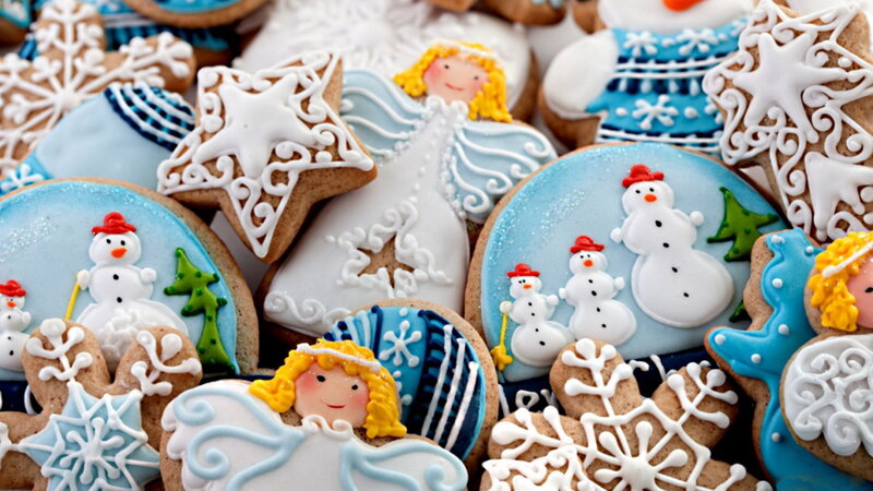 Decorated Gingerbread Cookies — White, Festive