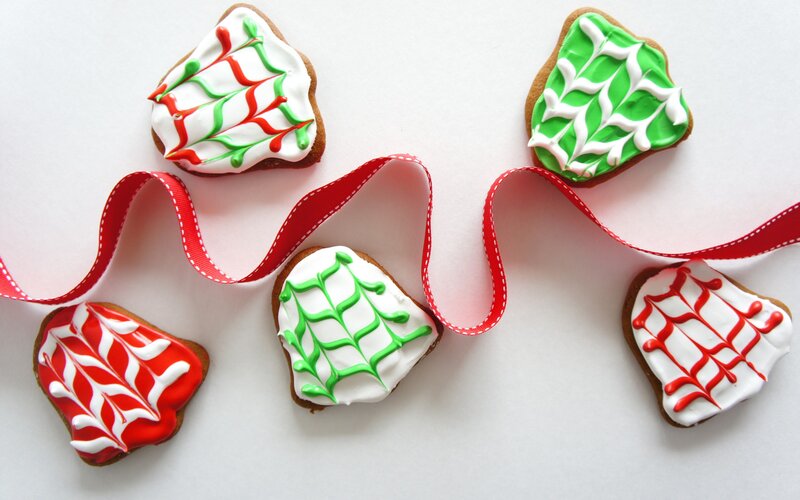Decorated Gingerbread Cookies — White, Festive, Winter