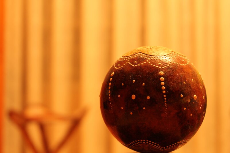 Decorated gourd on display
