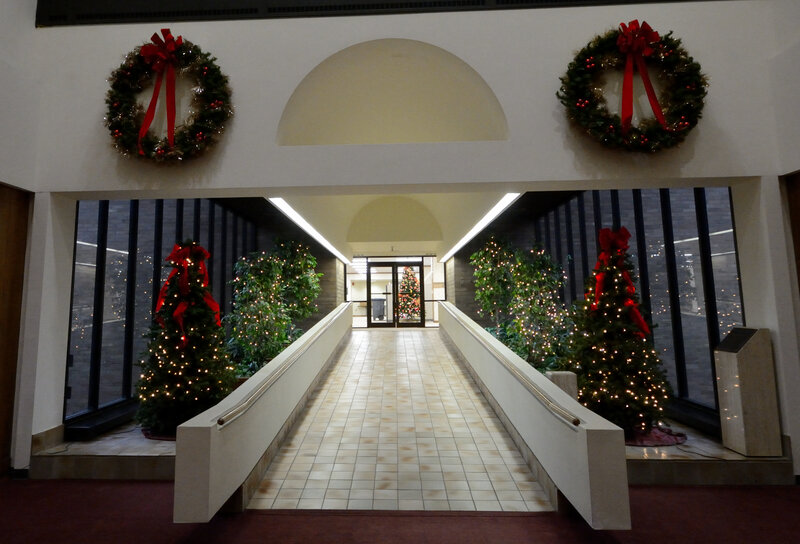 Decorated Hallway with Wreaths