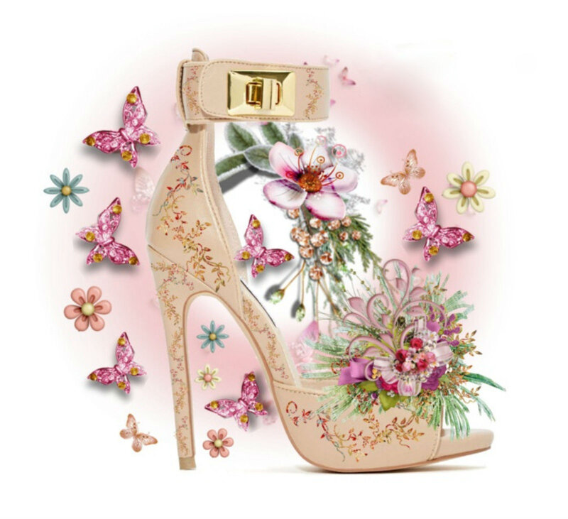 Decorated High-heeled Shoe