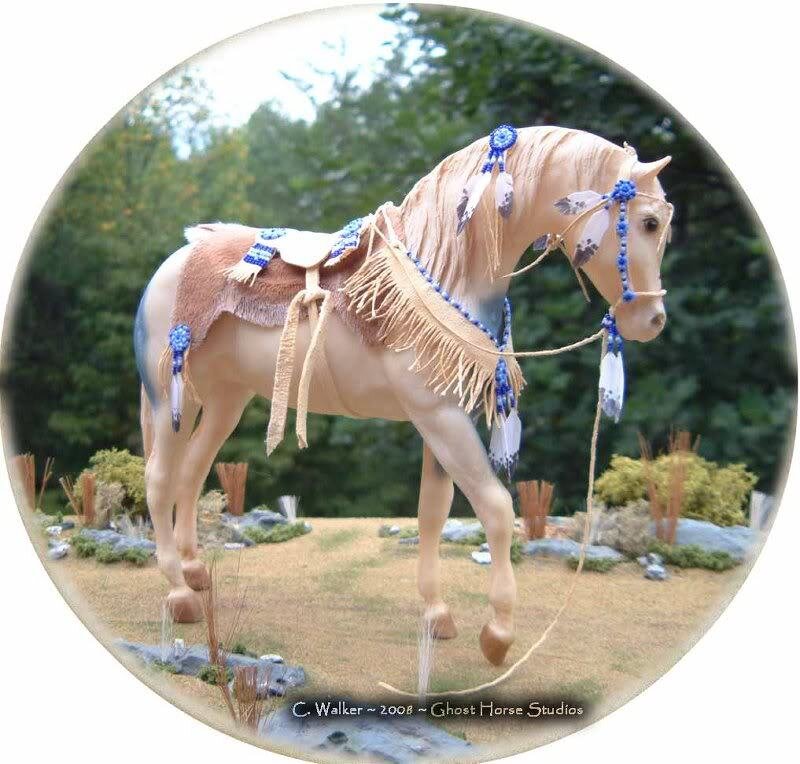 Decorated Horse Figurine — Tan