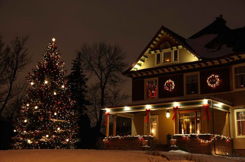 Decorated House at Night