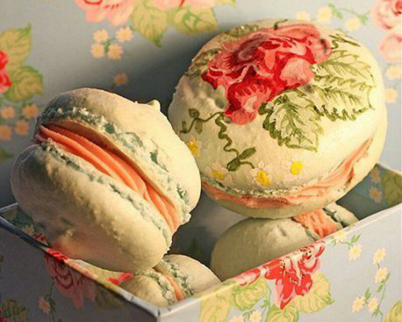 Decorated Macarons in Box