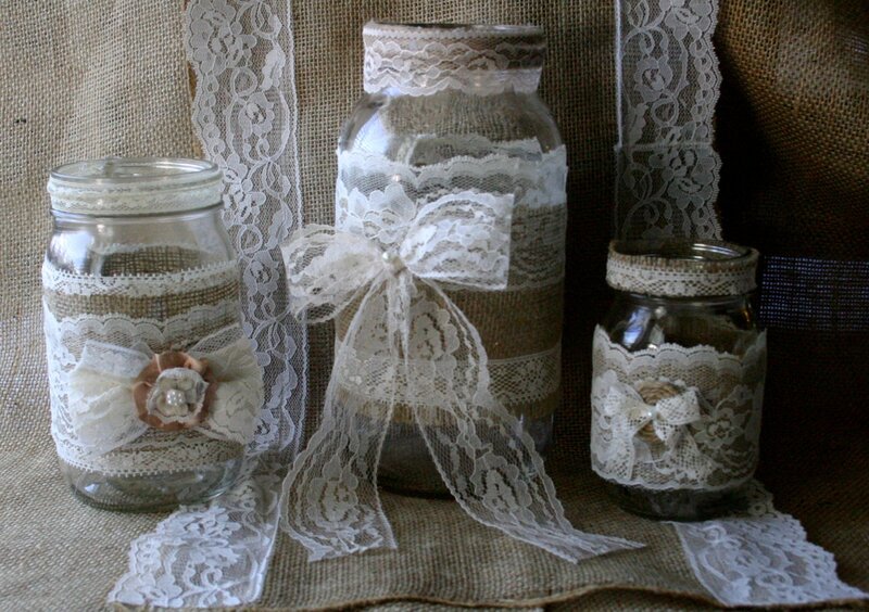 Decorated Mason Jars — White