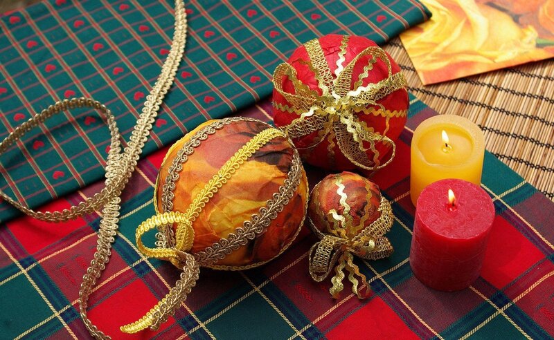Decorated Ornaments and Candles