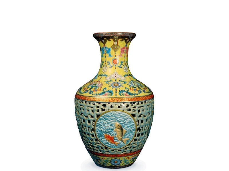 Decorated Porcelain Vase — Yellow