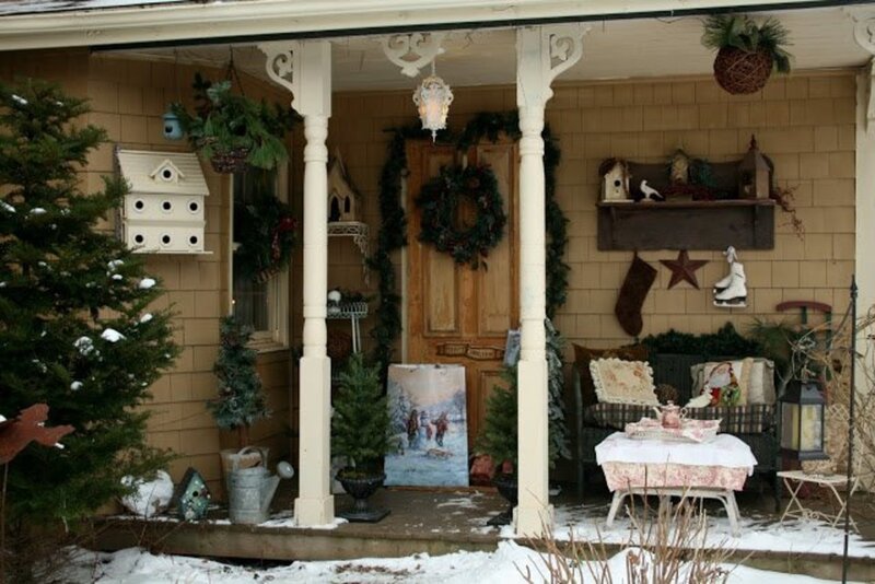 Decorated Porch in Winter