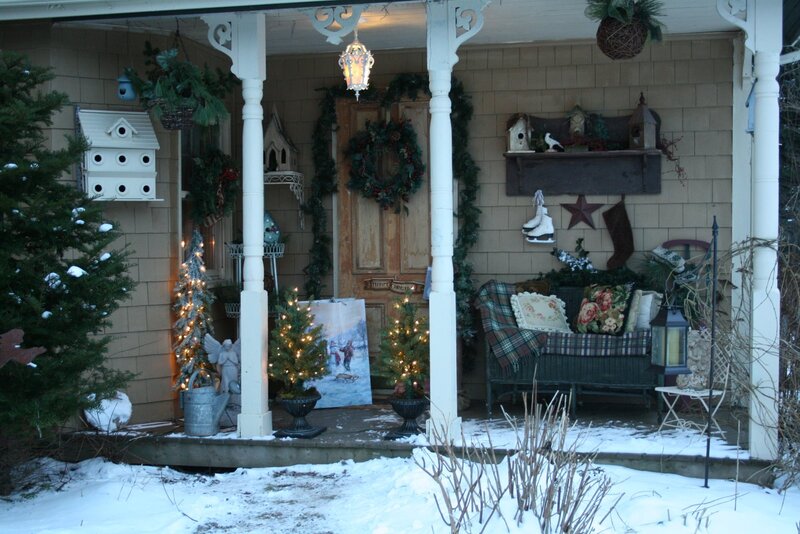 Decorated Porch in Winter — White