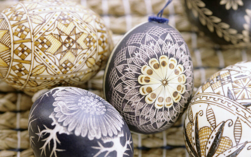Decorated Pysanky Eggs — Black