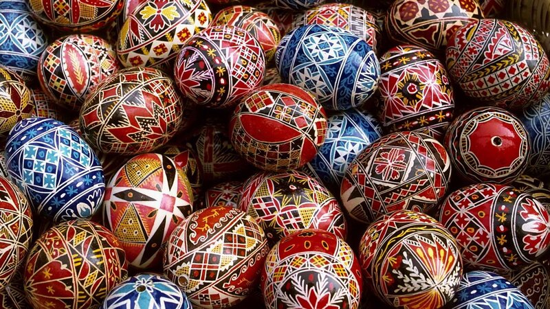 Decorated Pysanky Eggs — Red, Colorful