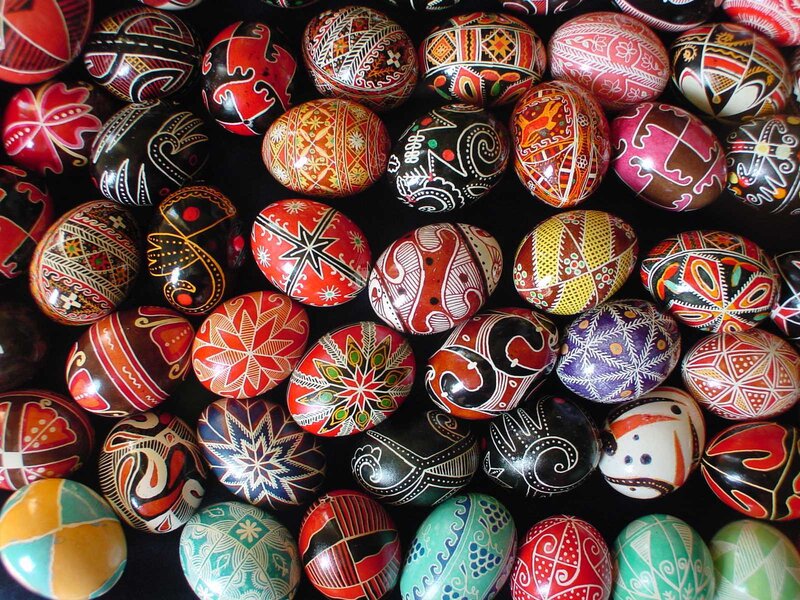 Decorated Pysanky Eggs — Red