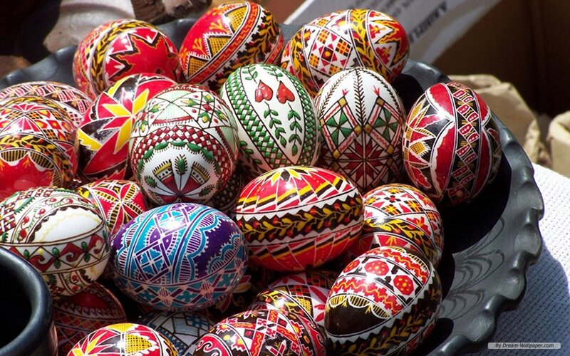 Decorated Pysanky Eggs — Red, Vibrant