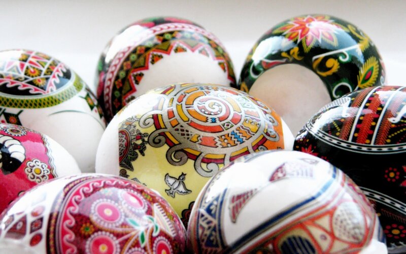 Decorated Pysanky Eggs — White
