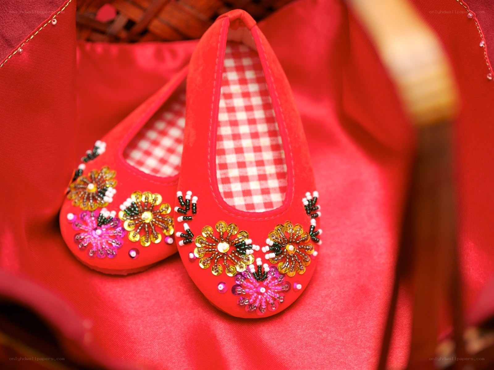 decorated red baby shoes