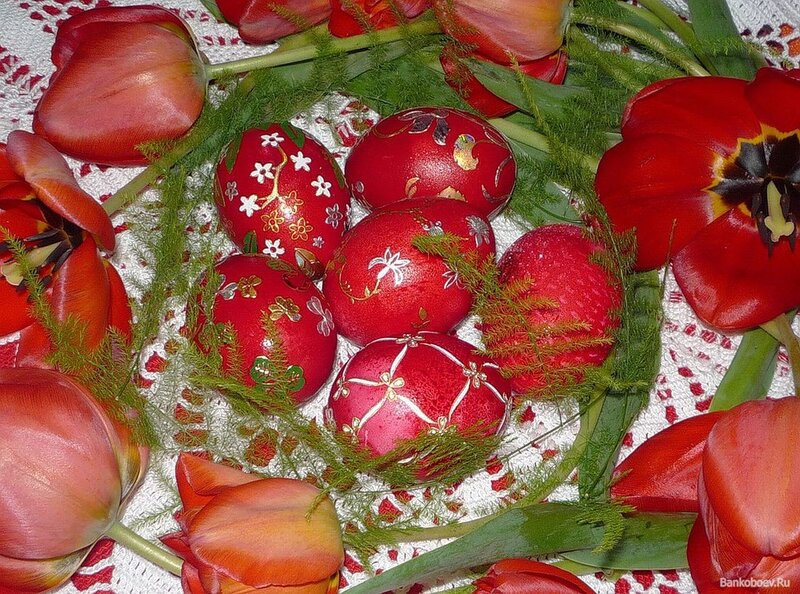 Decorated Red Eggs — Festive, Spring