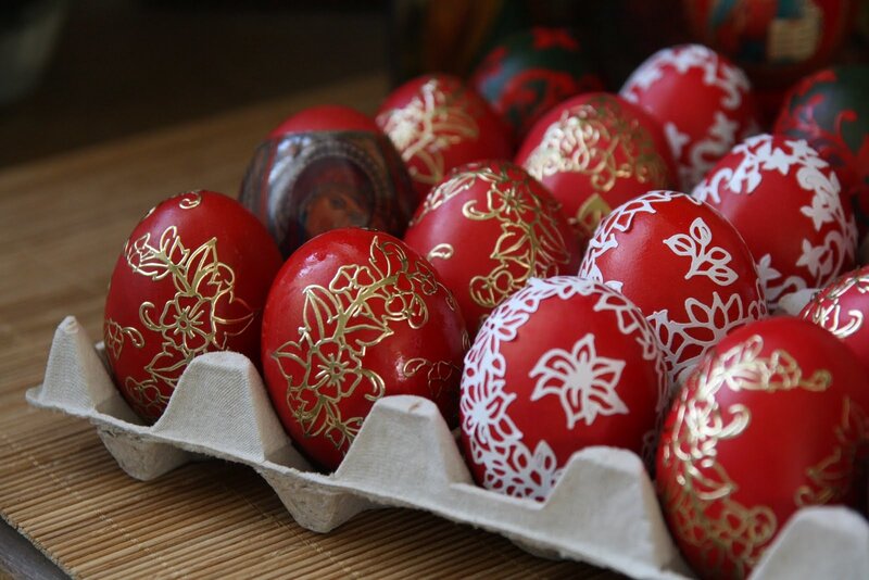 Decorated Red Eggs — Festive