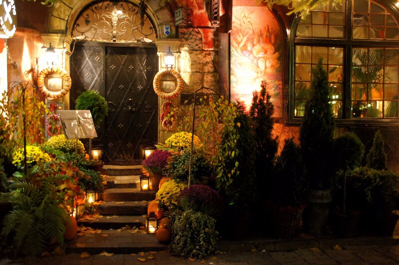 Decorated Restaurant Entrance