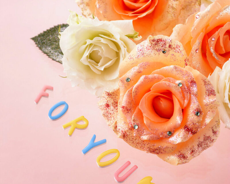 Decorated Roses on Pink
