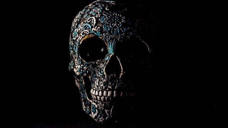 Decorated Skull — Black, Dramatic