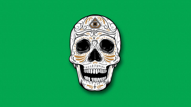 decorated skull with all-seeing eye