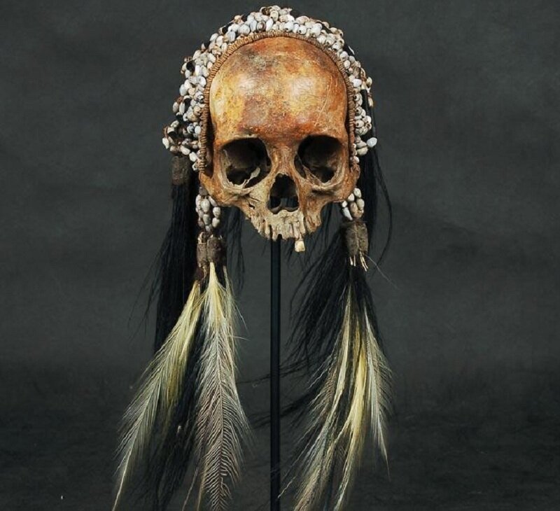 Decorated Skull with Feathers