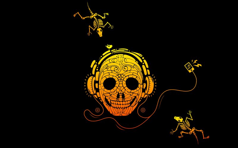 Decorated Skull with Headphones