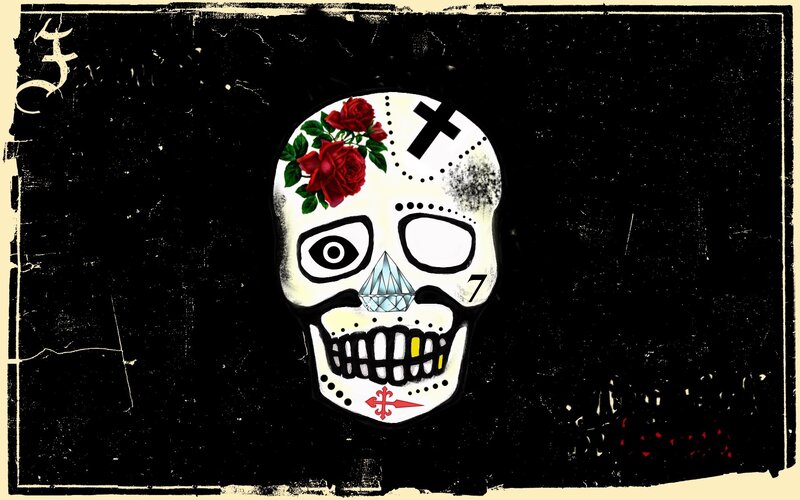 Decorated Skull with Roses