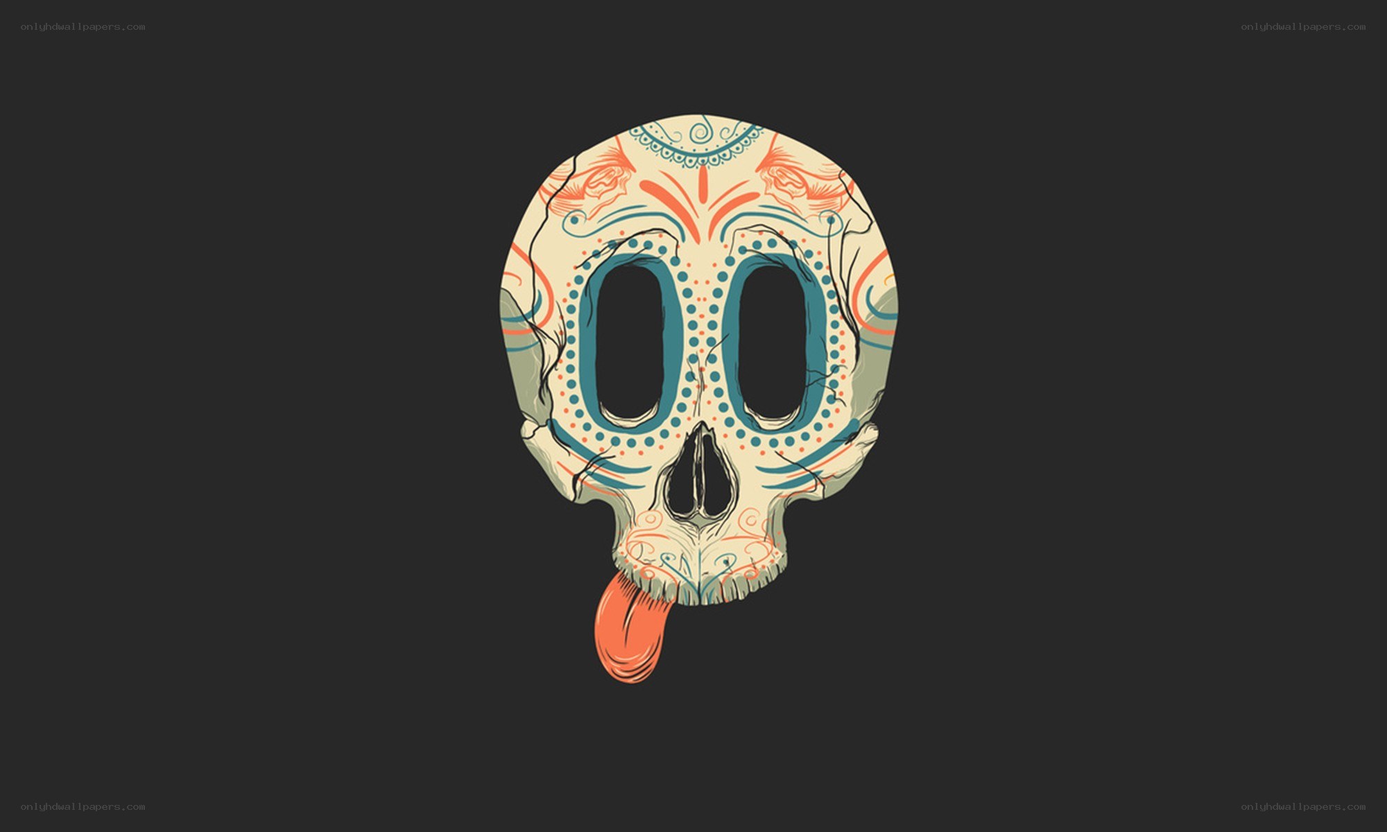 decorated skull with tongue out