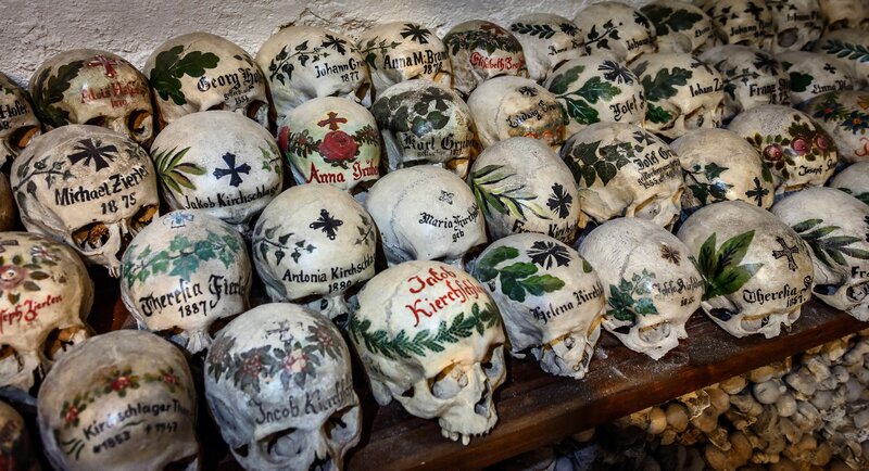 Decorated Skulls in Ossuary