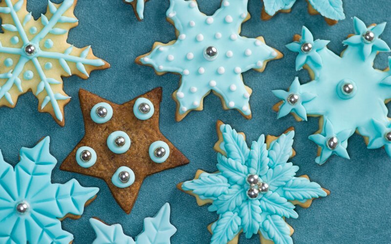 Decorated Snowflake Cookies — Blue, Festive