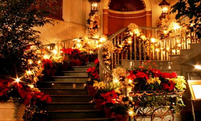 Decorated Staircase at Night