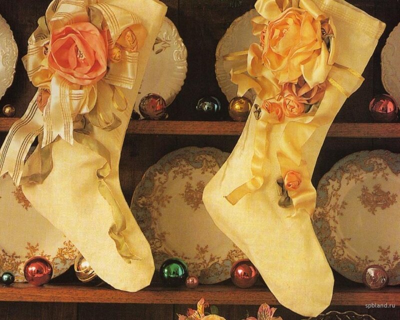 Decorated Stockings on Shelf