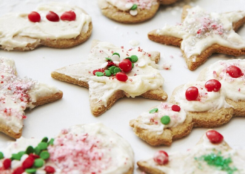 Decorated Sugar Cookies — White, Festive