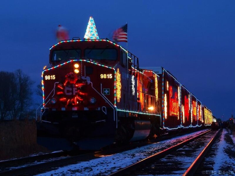Decorated Train on Tracks