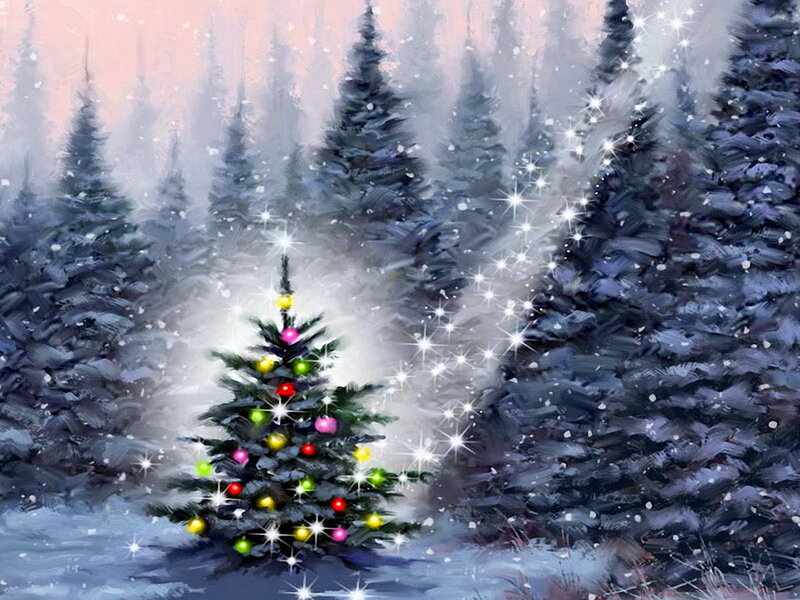 Decorated Tree in Forest — Green