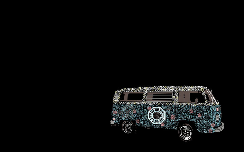 decorated van with floral pattern