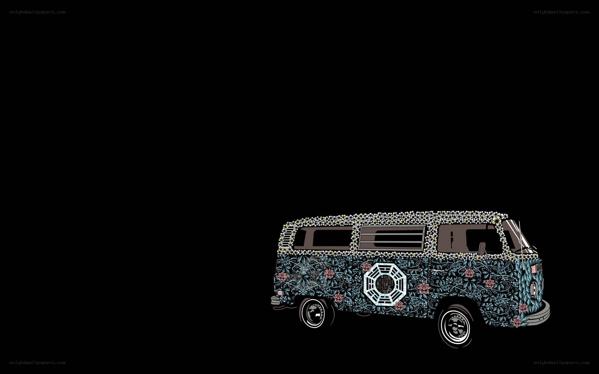 decorated van with floral pattern