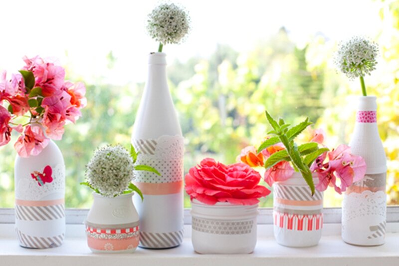 Decorated Vases with Flowers