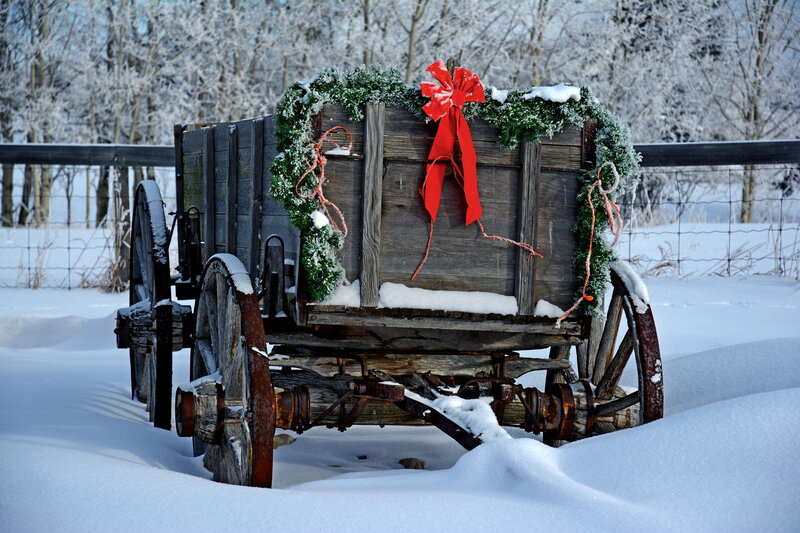 Decorated Wagon in Snow