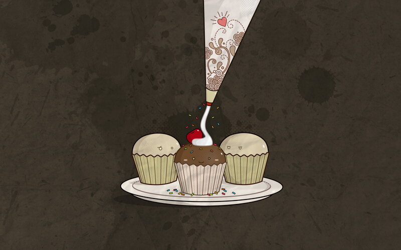 Decorating cupcakes with icing